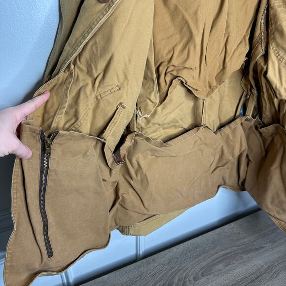 Vintage L.L. Bean Saddle Canvas Chore Coat Mens M Hunting Jacket with Mud Flaps - Picture 7 of 13